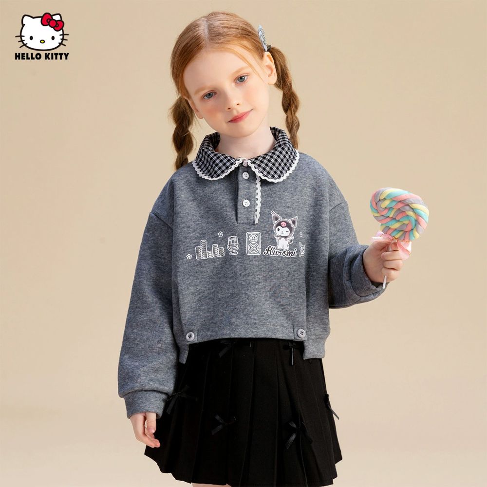 造型翻領長袖上衣-卡通人物酷洛米-深灰