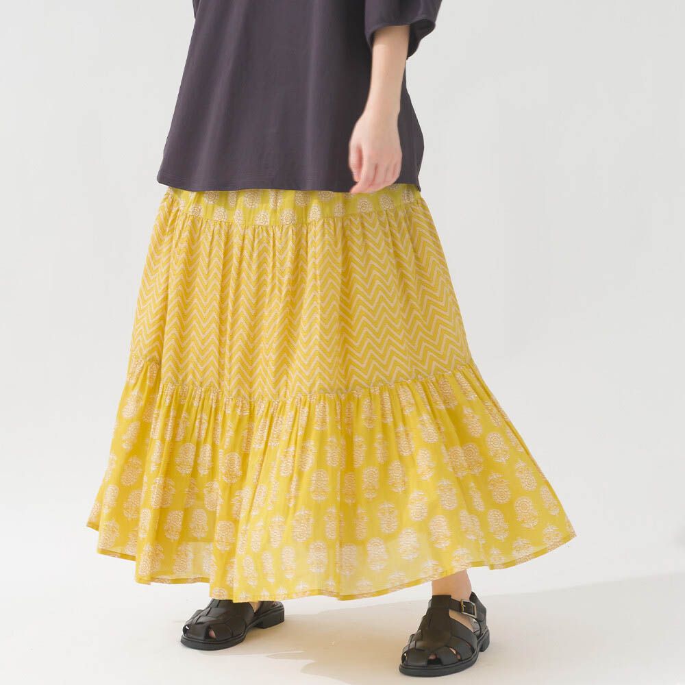 100%印度棉 奢華圖騰長裙-黃