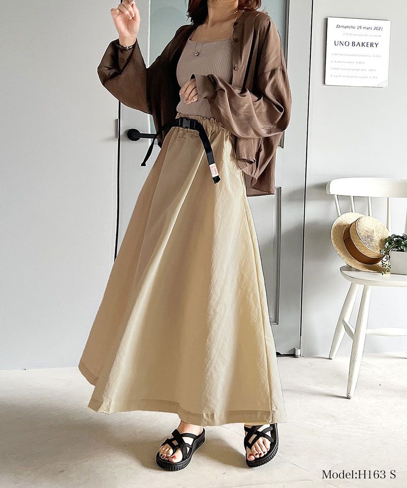 日本 Classical Elf - 街頭風綁帶修身長裙-摩卡棕
