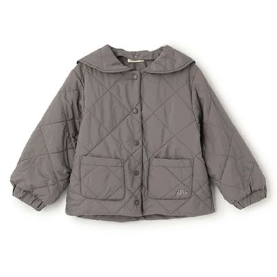 日本 Lycee mine - 可機洗 水手領絎縫鋪棉外套(領可拆)-深灰棕