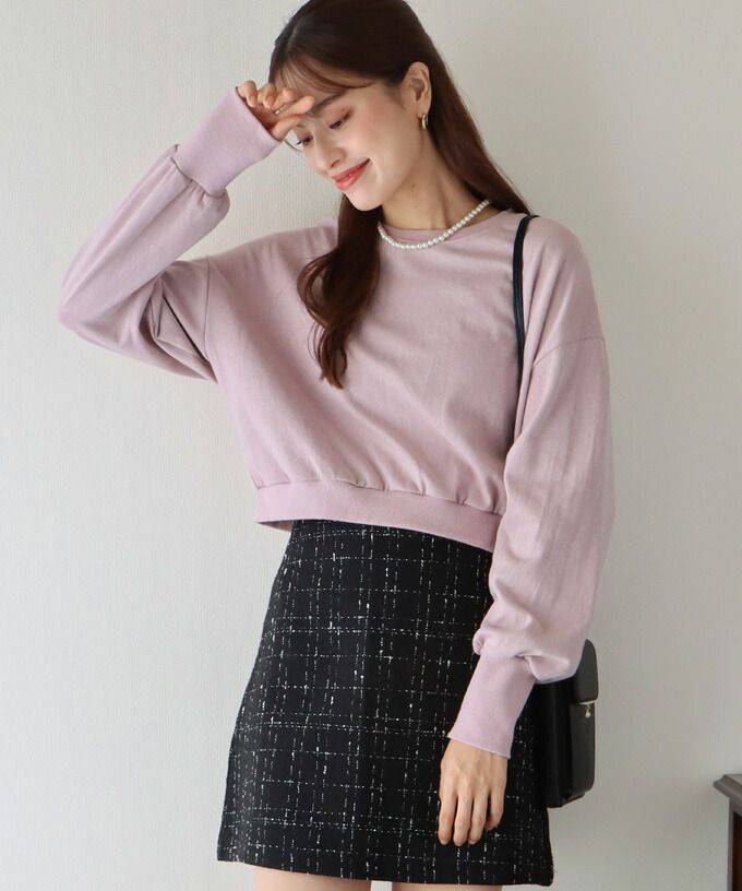 日本 BLUE EAST - 圓領百搭短版長袖上衣-草綠