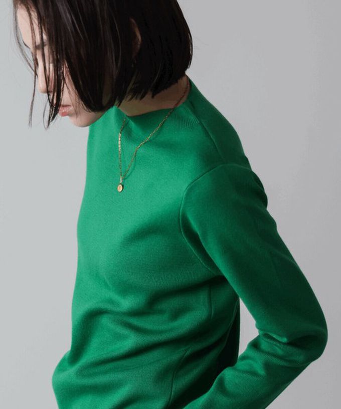 日本 Bab - 俐落感簡潔小立領針織上衣-草綠