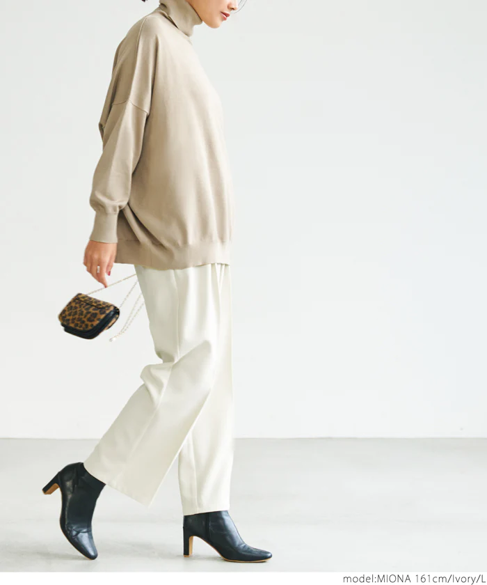 日本 COCA - 百搭垂墜感打摺西裝寬褲-淺鵝黃