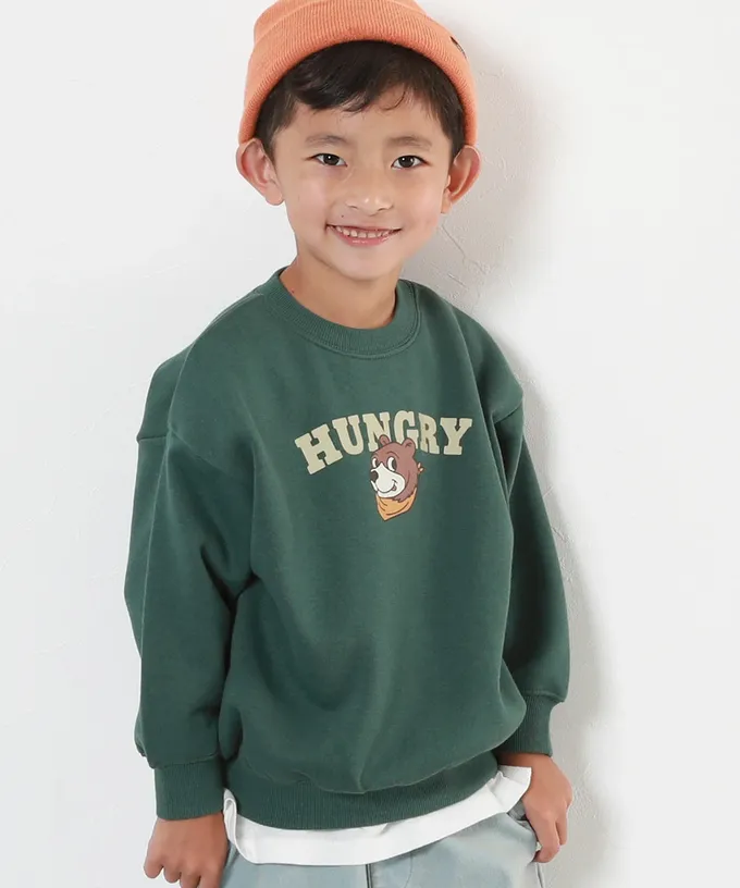 日本 devirock - 熱銷定番 裏起毛落肩大學長袖上衣-恐龍-灰黑