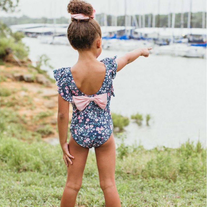美國 RuffleButts - 小女童UPF 50+防曬無袖連身泳裝-青春甜心