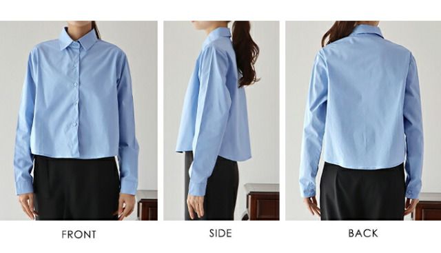 日本 BLUE EAST - 俐落短版翻領長袖襯衫-黑