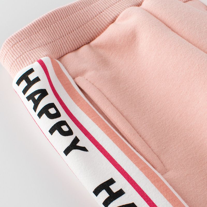 加絨棉質長袖運動套裝-字母-粉色