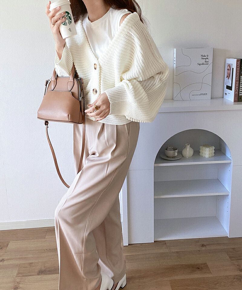 日本 Classical Elf - 可愛2WAY短版針織外套-淺米杏