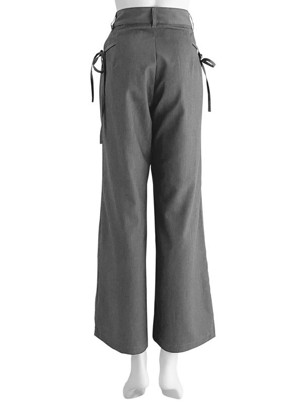 日本 GRL - 側蝴蝶結綁帶西裝褲-黑