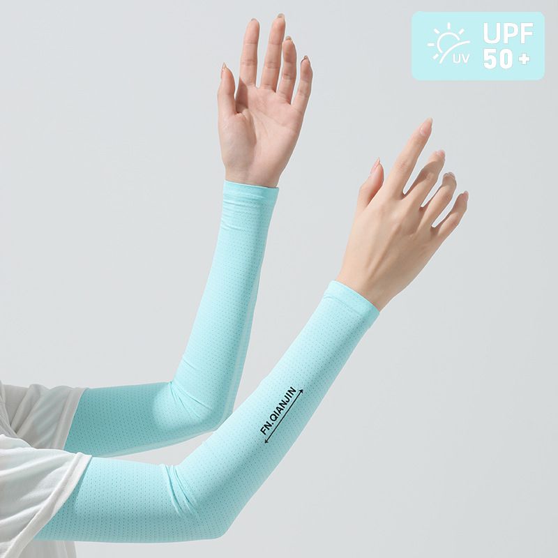 UPF50+成人冰絲涼感防曬袖套-女款-黑色