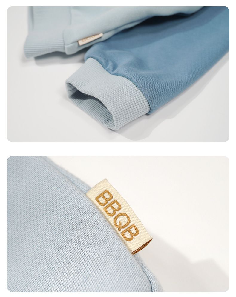 Minizone - 連帽撞色休閒長袖外套-星星-藍+杏