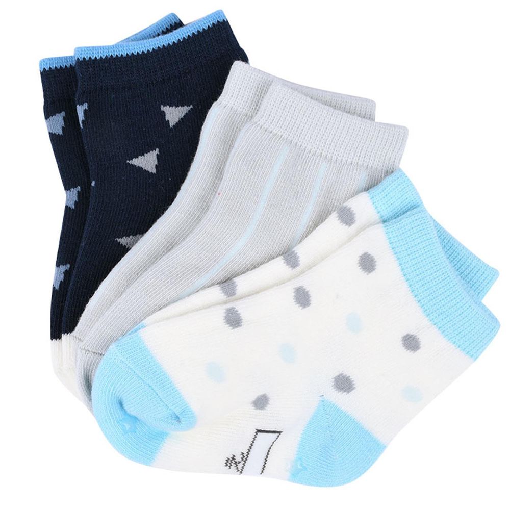 akachan honpo - 襪子3雙組-點點-淺藍色 (9~14cm)