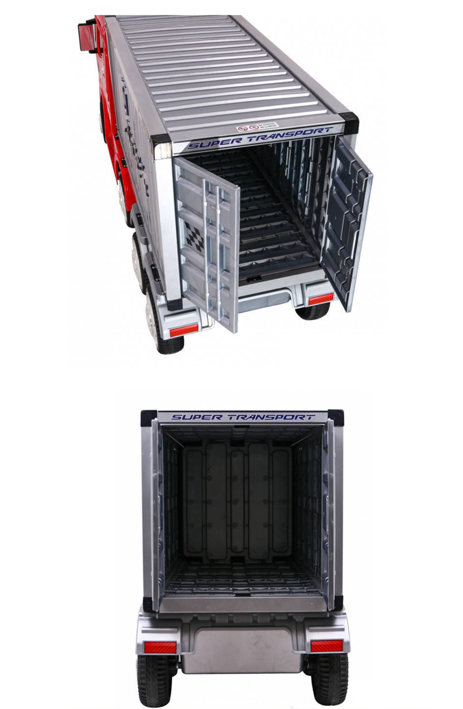 聰明媽咪兒童超跑 - 貨櫃車造型 四驅兒童電動車-天使白