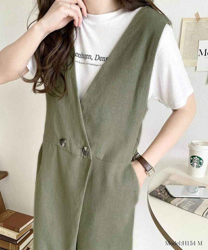 日本 Classical Elf - 棉麻透氣垂墜感連身褲-石墨灰