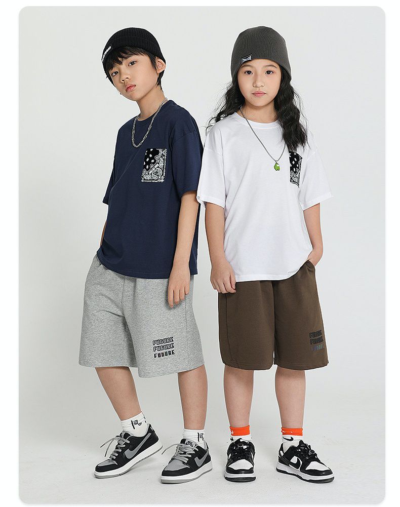 個性五分短褲-英文字母-灰色