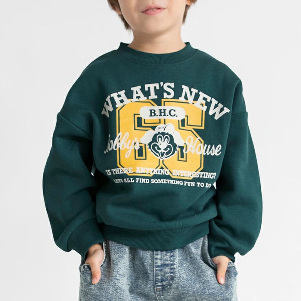 裏起毛 舒適縮口長袖上衣-數字65-濃綠