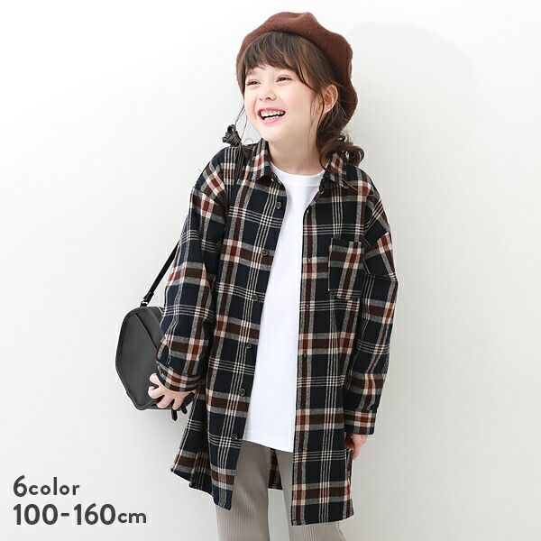 日本 devirock - 磨毛舒適格紋洋裝/長版襯衫-紅x黑