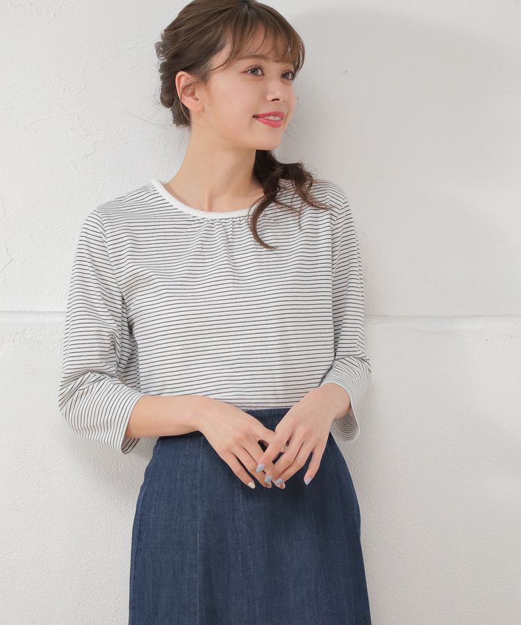 日本 Honeys - 舒適純棉七分袖上衣-薄荷