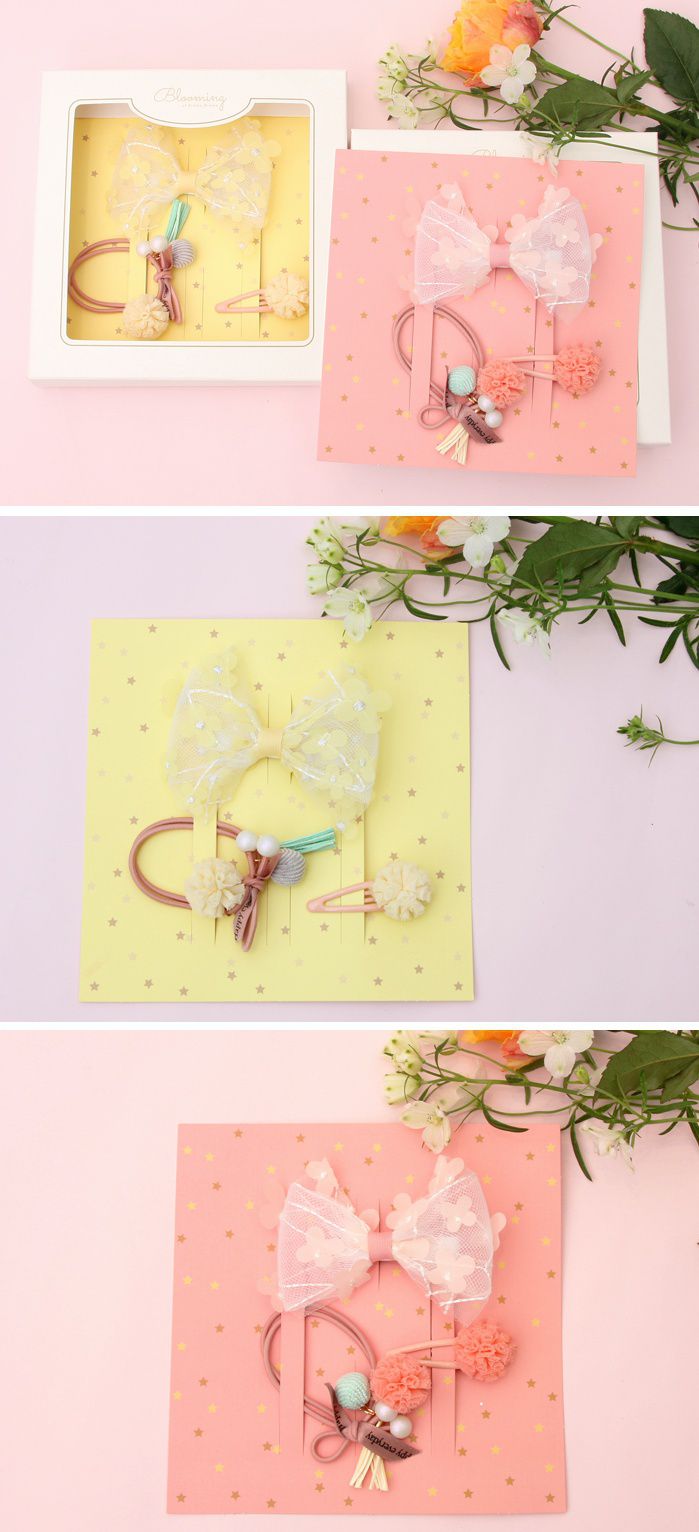 韓國 Bimbo Bimba - 髮飾禮盒組-蜜桃粉A