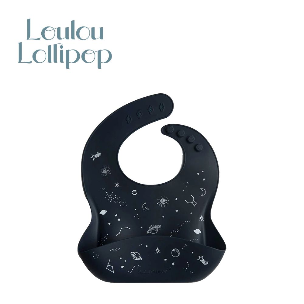 Loulou Lollipop - 寬口立體矽膠防漏圍兜/防水圍兜-迷幻太空 (290x230x75mm)