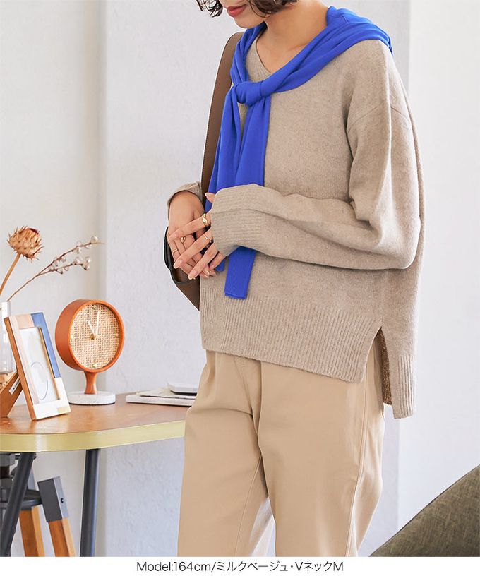 日本 Kobe Lettuce - [可機洗]都會時尚柔軟寬鬆毛衣(選領)-素色-粉