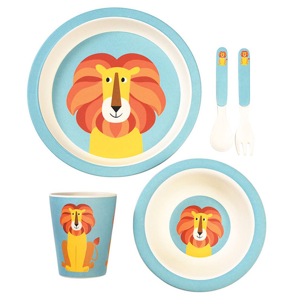 英國 Rex London - 環保竹纖維幼兒/兒童餐具5入組-小獅子