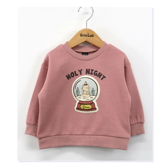 日本 ZOOLAND - 裏起毛 立體貼布印花長袖上衣-露營書-咖啡