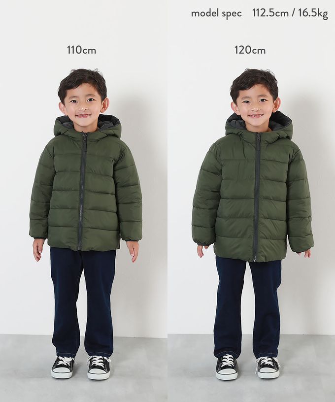 日本 devirock - 2Ｗay防風保暖纖維羽絨連帽外套(可機洗)-炭灰x茶綠