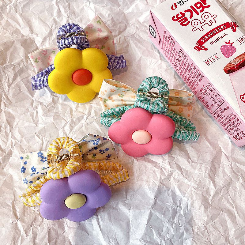 田園風碎花花朵爪夾-紫色花朵