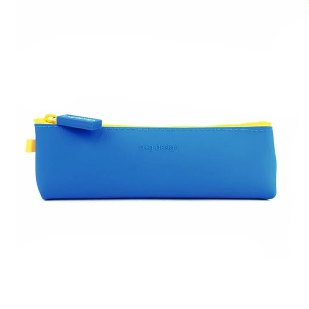 日本P+G design - 矽膠拉鍊式鉛筆袋/鉛筆盒-藍