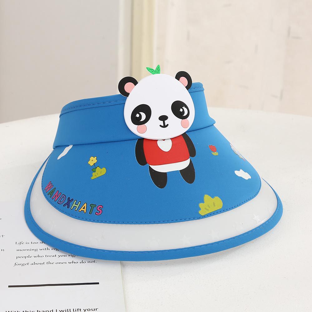 兒童空頂遮陽帽-熊貓-深藍色 (建議2-8歲)