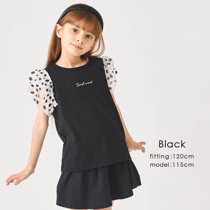 日本 evercloset - 100%棉 點點蕾絲短袖上衣-深灰