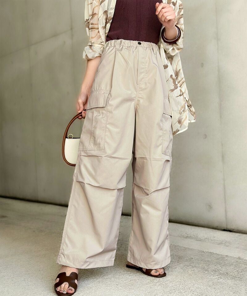 日本 Classical Elf - 美式休閒多口袋抽繩工裝褲-軍綠