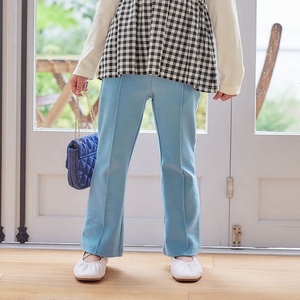日本千趣會 - GITA 時尚摺線口袋彈力喇叭褲-水藍