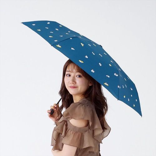 日本 nifty colors - 抗UV 晴雨兩用輕量折疊傘-滑板狗狗-藍綠 (直徑88cm/162g)