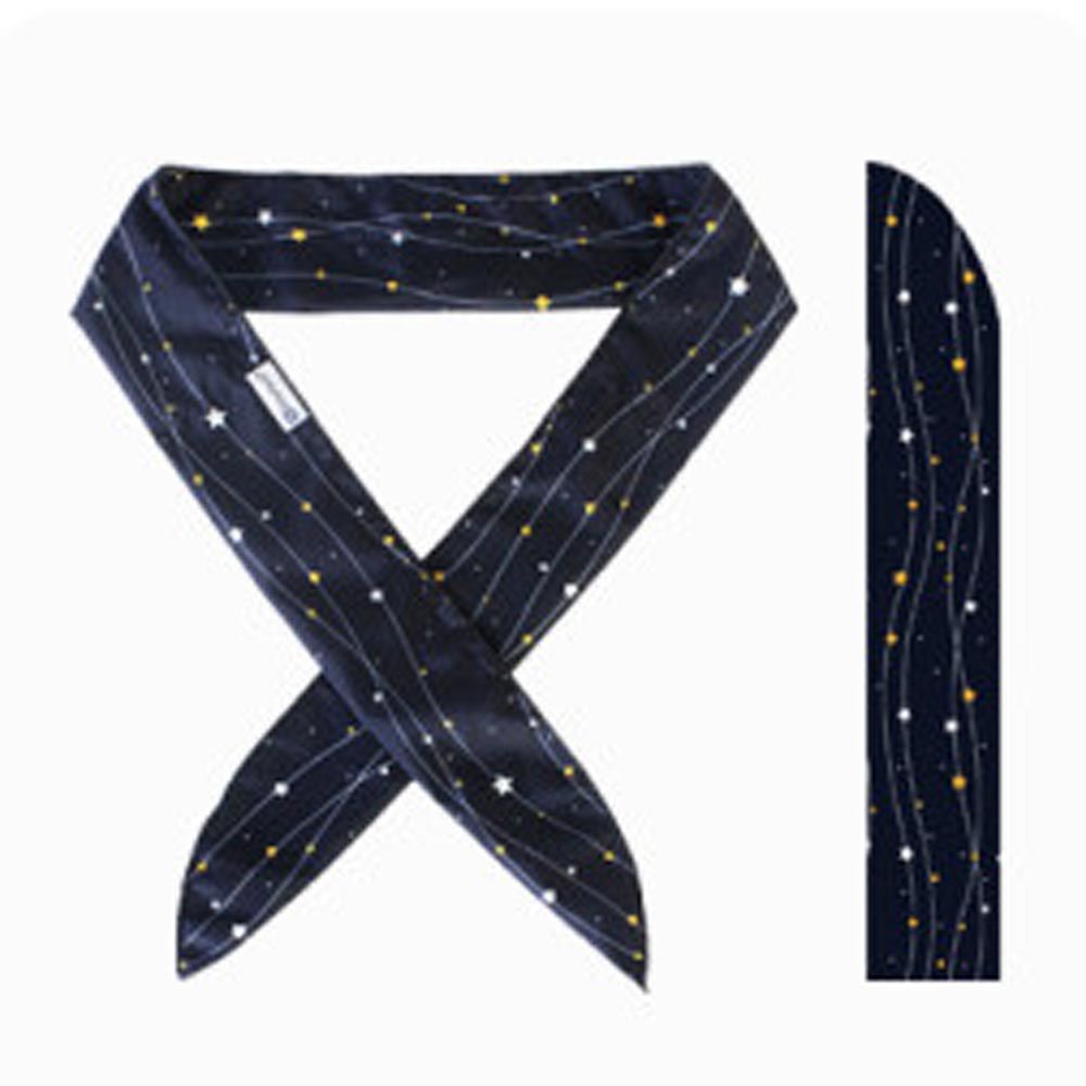 韓國 Snowhaus - 正韓製涼感降溫領巾/頭帶-行星線條-藍黑 (95x5cm)-成人用