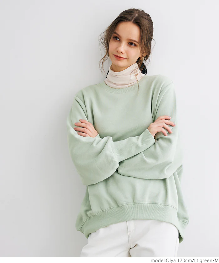 日本 COCA - 休閒寬版澎澎長袖上衣-石墨灰