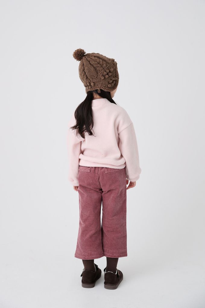 韓國 Coco Bang - 鬆緊腰燈芯絨直筒長褲-米白