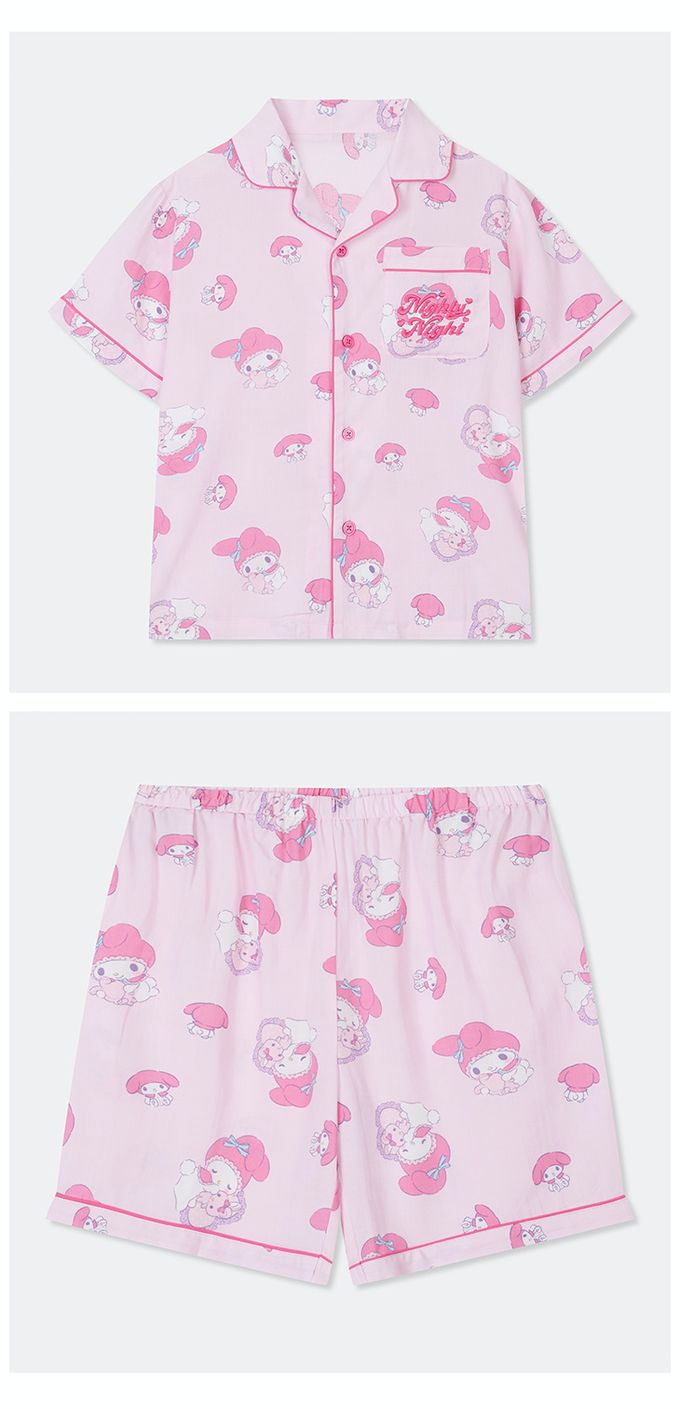 韓國童裝代購 - SPAO KIDS短袖睡衣套裝-卡通人物美樂蒂-淺粉