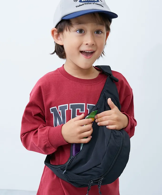 日本 devirock - 飽和色大容量側揹腰包(親子通用)-粉紅 (約17x43x11cm)