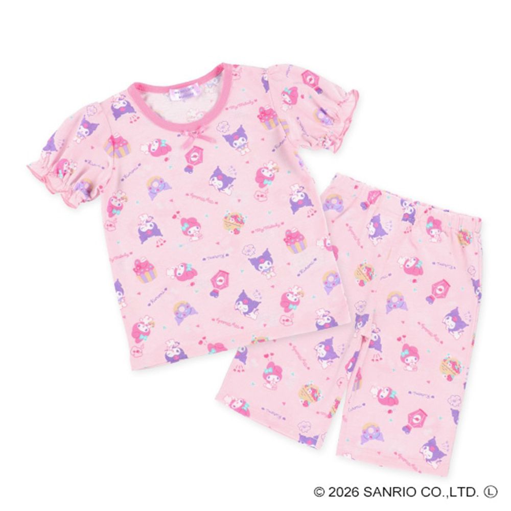 人氣聯名 短袖睡衣/家居服套裝-卡通人物酷洛米與美樂蒂-粉紅