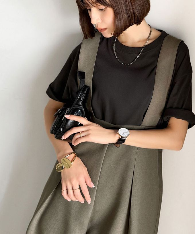 日本 Classical Elf - 優雅俐落工裝風高腰連身褲-摩卡