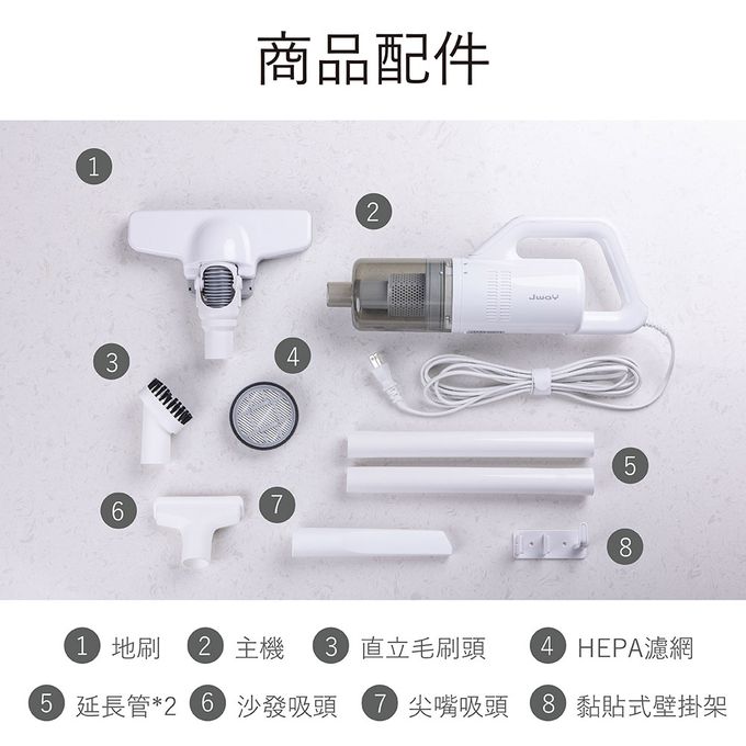 Jway - 手持直立兩用旋風吸塵器(附2入HEPA濾網）-JY-SV05-白