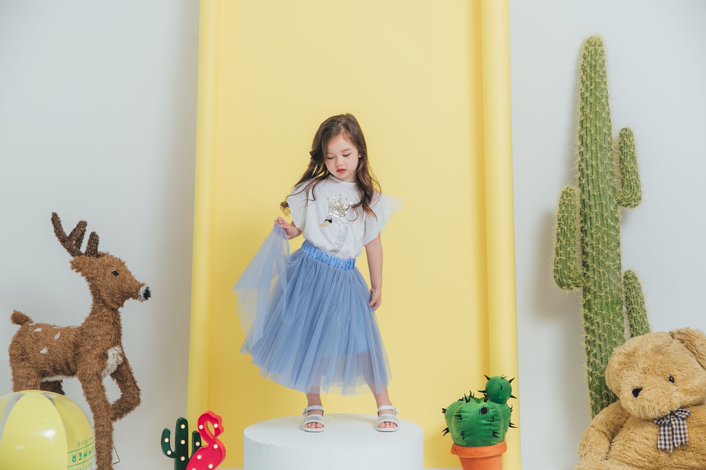 Peachy - 北鼻款*獨家訂製綿柔法式浪漫三層蓬紗裙-三層蓬版-仙杜瑞拉藍