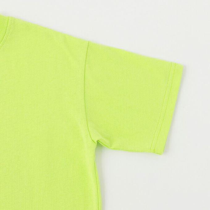 日本 petit main - 100%棉 夏季感印花短袖上衣-綠洲-亮黃