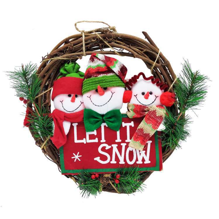 MODACore 摩達客 - 耶誕-13吋聖誕三雪人英文字樹藤花圈