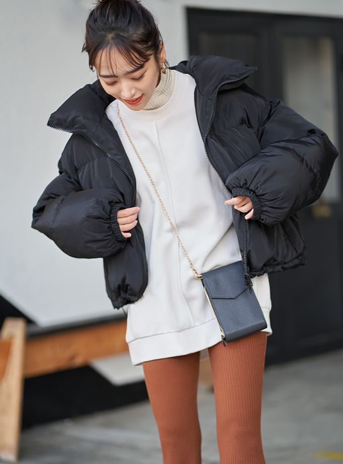 日本 GRL - 防風領百搭鋪棉短版外套-白 (F)