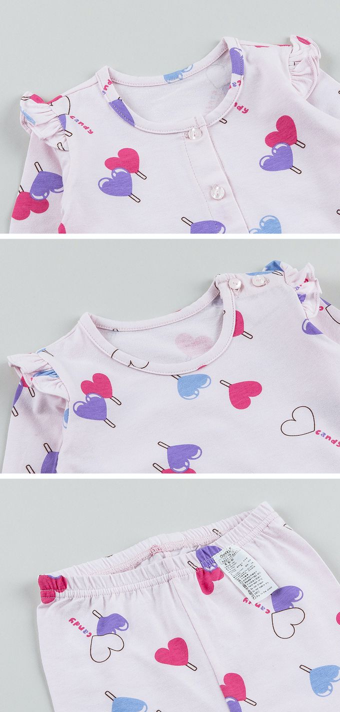 韓國 Cordi-i - 無螢光40支棉彈性長袖家居服-愛心棒棒糖