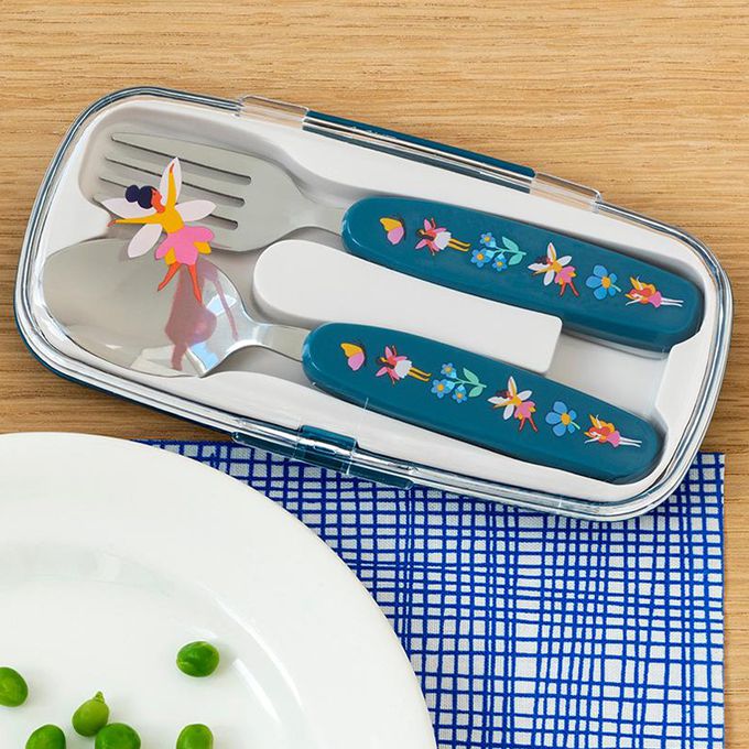 英國 Rex London - 幼兒/兒童餐具2入組(附收納盒)-精靈花園