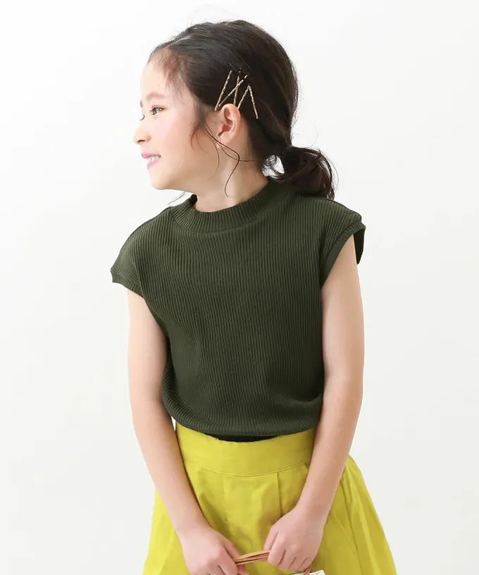 日本 devirock - 甜美羅紋小立領法式袖上衣-粉摩卡